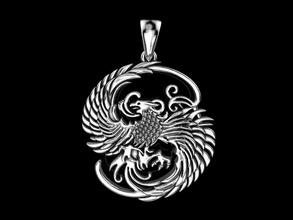 pendant phoenix fenix bird animal 3dprinted jewel jewellery jewelry pendants print printable printing prototyping stl 3d print model - Mito3D