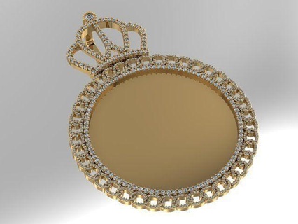 pendentif photo couronne caution cubain lien bord bijoux or imprimable gemme castable pierres diamant original pendentifs 3d print model - Mito3D