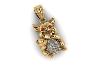 pendant pig gold silver penny jewelry pendants 3d print model - Mito3D