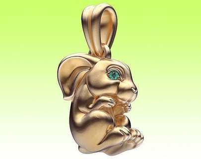 pendente coniglio leggero anno simbol coniglietto lapin coney carina Natale noel contento regalo oro argento gemme gioielleria ciondoli 3d print model - Mito3D