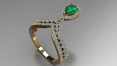pingente anel ouro prata moda brilhando Casamento noivado diamante gema jóia brilhante joalheria argolas adolescente presente valentim mar esmeralda 3d print model - Mito3D
