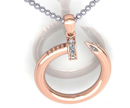 colgante de oro rosa la joyería el 3dpendant diamante moda imprimible plata ronda colgantes 3d print model - Mito3D