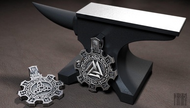 kolye runeler viking muska gümüş sembol valknut model baskı ziynet dekorasyon desen lüks koruma süs balmumu yazdırılabilir mücevher kalkan süslü takı 3d print model - Mito3D