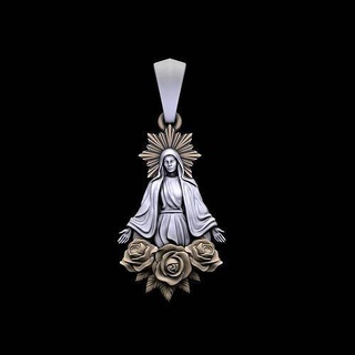 pendant saint mary sculpting jewelry silver sterling printable jewellery necklace pendants angel sculpture statue jesus cross religiou object virgin 3d print model - Mito3D