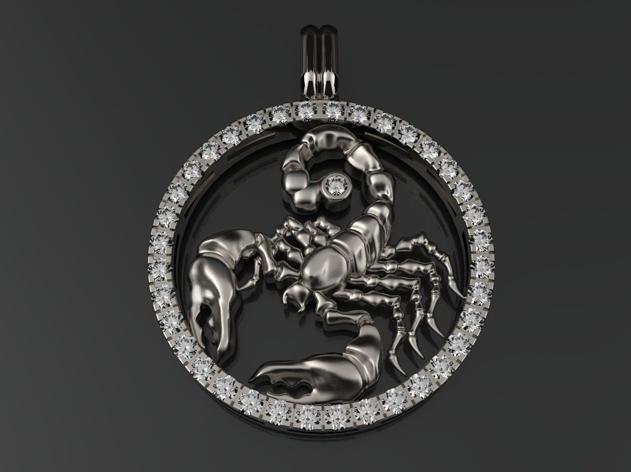pendant scorpio jewelry gold symbol art design printable silver platinum gem brilliant diamond ring fashion beauty sapphire ruby apparel diamant brillant pendants 3D print model - Mito3D