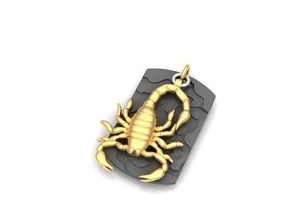 pendant scorpion gold isolated jewelry white silver close up printable jewel gem diamond ring sterling background closeup shining illustration science pendants 3d print model - Mito3D