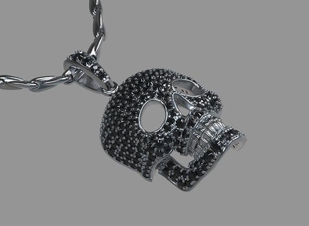 pendant scull ring jewelery gold silver jewelry skull skeleton head art death diamond pendants 3d print model - Mito3D