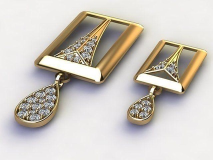 colgante pendiente conjunto oro joyería joya plata imprimible libra esterlina platino colgantes 3d print model - Mito3D
