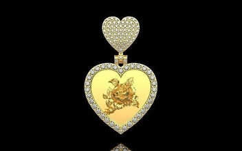 pingente in formato of coração rosa joalheria ouro prata diamante jóias luminária gema brilhante imprimível branco esterlina safira brinco colar roupa iluminação pulseira pingentes 3d print model - Mito3D
