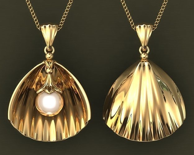 anhänger schale perle druckbar silber hochzeit engagement brillant mode schönheit usa muschel auster luxus wunderschönen mutter of schmuck licht gold halskette diamant 3D print model - Mito3D