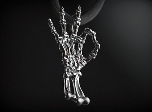 pendant skeleton hand ok scull rock jewelry jewellery silver printable finger print sculpt sculpting anatomy bone pendants 3d print model - Mito3D