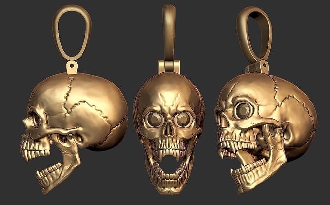 pendentif crâne anatomie os motard bijou homme d'anneau sculpter sculpture skul femme femmes zbrush scul collier pendentifs bague bijoux 3D print model - Mito3D