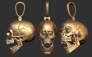 pendant skull anatomy bone biker jewel man ringskull sculpt sculpture skul woman women zbrush scul necklace pendants ring jewelry 3d print model - Mito3D