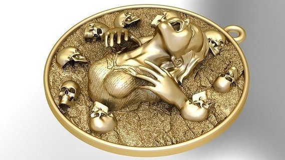 pingente crânio joalheria ouro prata pingentes imprimível diamante jóia jóias colar gema Casamento noivado 3d print model - Mito3D