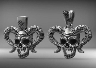 pendant skull horns pendant jewelry jeweler skull skulls medallion horns horror silver jewel sterling halloween anatomy teeth printable art pendants monster rock sculpture