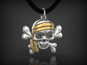 pendentif crâne de pirate bijoux la livre sterling joyau d'argent imprimable mode beauté l'engagement or d'impression les pirates le mer enfant kid jouer jeu pendentifs 3d print model - Mito3D