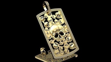 kolye kafatası tabak elmaslar Sanat mücevher yazdırılabilir oyulmuş altın gümüş 3d takı lüks tasarım 3d print model - Mito3D