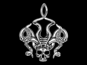 pendant skull tentacles jewelry skul print 3dprinted jewellery printable prototyping silver pendants 3d print model - Mito3D