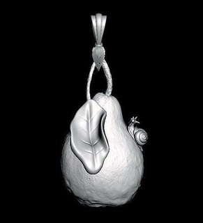 pendente lumaca Pera gioielleria diamante squillare argento foglia stampabile gioiello gemma ramoscello bastone gingillo coulomb oro 3d modello ciondoli 3d print model - Mito3D