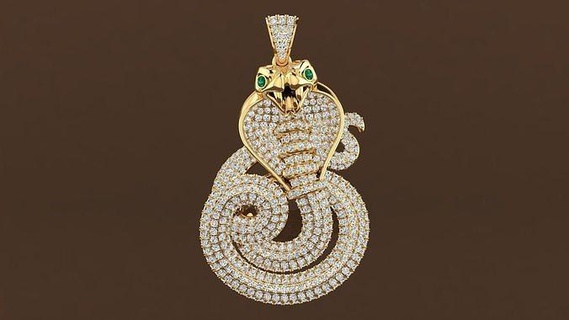 pendant snake necklace gold silver diamond jewelry necklaces snacks 3d print model - Mito3D
