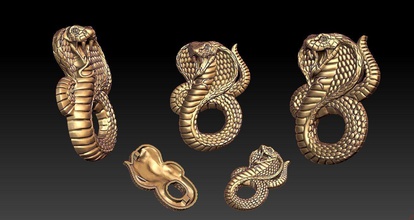 pendente serpente 3 rettile creatura argento stampabile gioielleria ciondoli 3d print model - Mito3D
