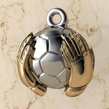 pingente futebol bola luvas 3d ouro jóia joalheria impressão modelo imprimível 3dprintable moda jóias pingentes 3d print model - Mito3D
