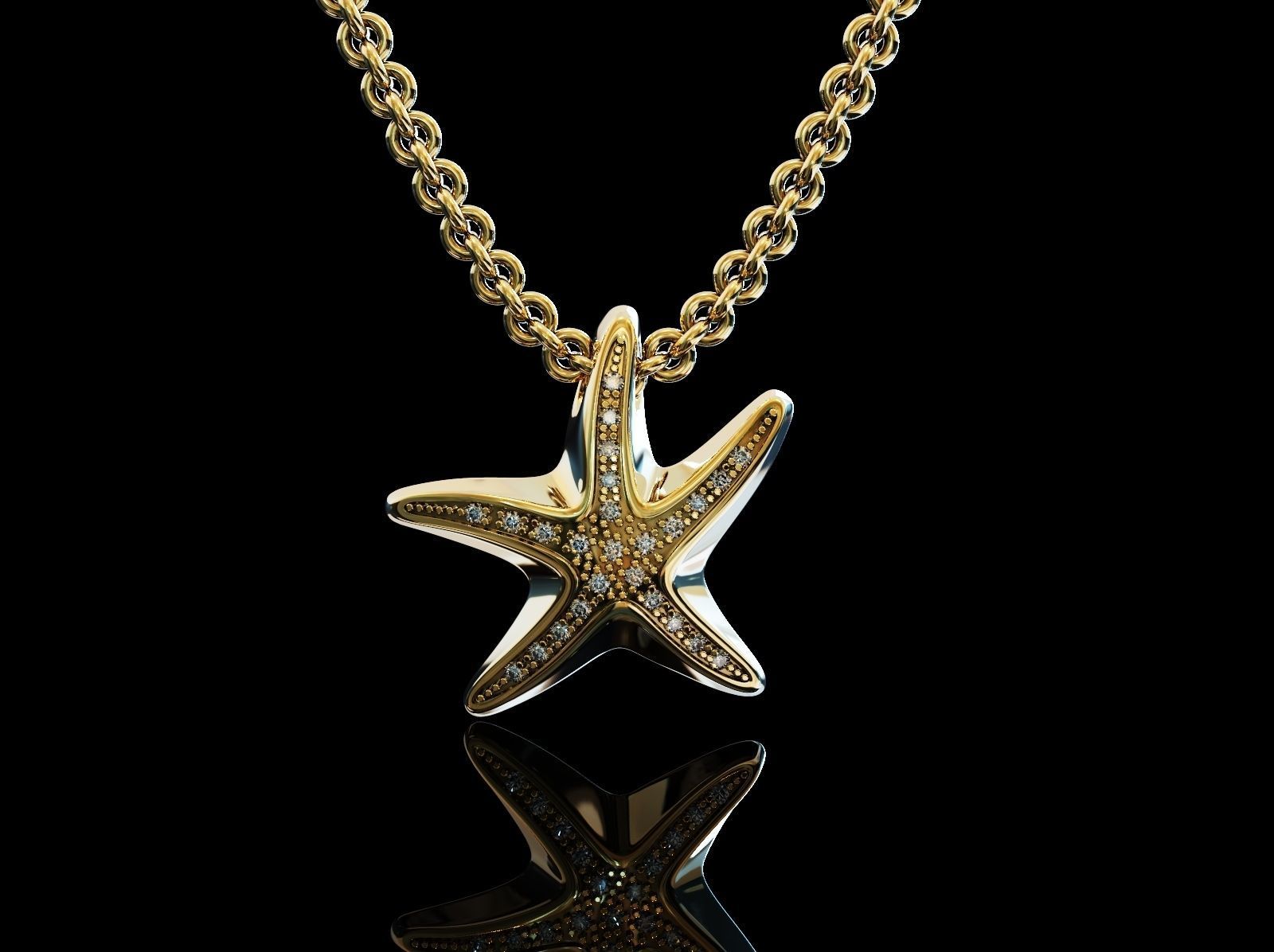 colgante de la estrella joyería oro plata el imprimible colgantes 3D print model - Mito3D