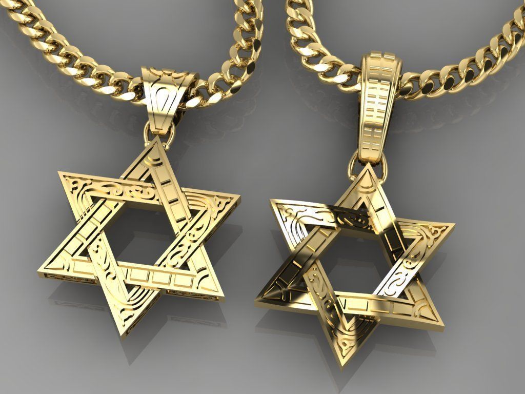 pendant star of david jewelry jewellery jewelery gold silver printable sterling israel starofdavid pendants 3D print model - Mito3D
