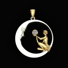 pendentif étoile de cadeaux d'argent le diamant bijoux mode beauté imprimable gem brillant la livre sterling or saphir étoiles lune sommeil nuit pendentifs 3d print model - Mito3D