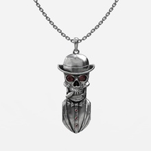 pendant stylish skull jewelry chain decoration precious silver luster jewel printable necklace pendants 3d print model - Mito3D