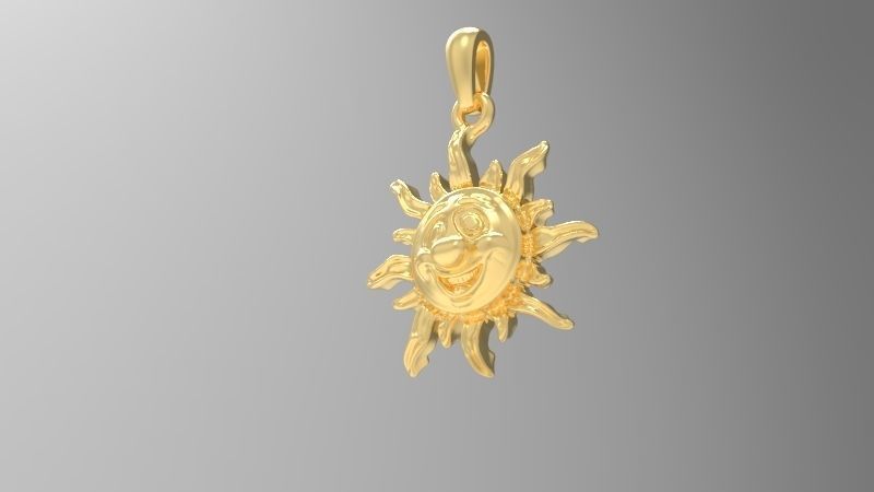 pendant sun gold art jewelry platinum silver printable jewel pendants jewellery 3D print model - Mito3D