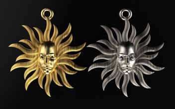 pingente Sol arte ouro prata platina joalheria pingentes 3d print model - Mito3D