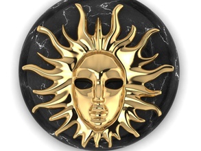 Anhänger Sonne Gesicht Runder Stein Schmuck gold jahrgang alt Kunst Antike bedruckbar ist Silber Juwel Platin gem Halsketten - 3d print model - Mito3D