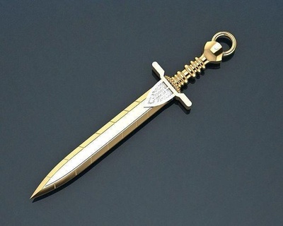 pendentif épée bijoux or diamant pendentifs 3d print model - Mito3D