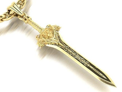 pingente espada leão cabeça ligação joalheria homens senhores presente jóias stl cafajeste lindo ouro colares imprimível épico Guerreiro colar impressão exclusivo pingentes 3d print model - Mito3D