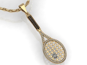 kolye tenis raketi takı elmas kadın parlak raket yazdırılabilir cad 3dm stl Görünümüdür özel moda altın rhiho cnc lüks güzellik sterling 3d print model - Mito3D
