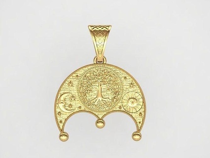 pendant three life p 0014 gold jewelry silver printable cnc milling celtic viking tree jewel pendants decoration brass moon sun amulet 3d print model - Mito3D
