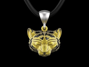 pendant tiger cub head 0190 fashion gold jewellery jewelry nature platinum print printable sculpt silver stereolithography stl style jeweller basrelief pendants 3d print model - Mito3D