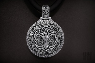 pendentif arbre of vie yggdrasil bijoux argent scandinave slave symboles runes ancien style bois talisman soleil sculpter modèle luxe cire pendentifs 3d print model - Mito3D