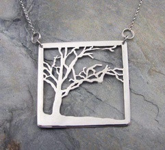 pendant tree jewelry pendante modern nature square pendants 3d print model - Mito3D
