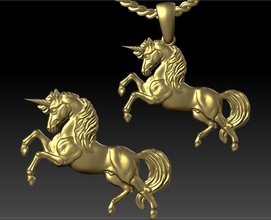 pendant unicorn jewelry printable gold silver necklaces print horse sterling jewel fashion beauty cad pendants 3dm 3ds stl gift animal 3d print model - Mito3D