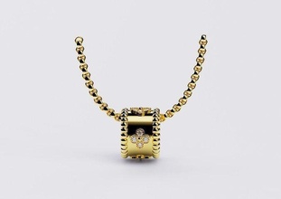 pingente furgão cleef perlee trevos estilo marca arpels argolas joalheria diamante ouro jóias jóia 3dring imprimível joias altas luxo brilhante pingentes 3d print model - Mito3D