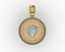 colgante pendiente versace pandent joyería joya oro plata moda anillo diamante imprimible collar trofeo blanco platino símbolo libra esterlina colgantes 3d print model - Mito3D