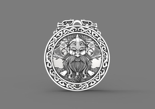 pendant viking odin art warrior jewelry pendants 3d print model - Mito3D