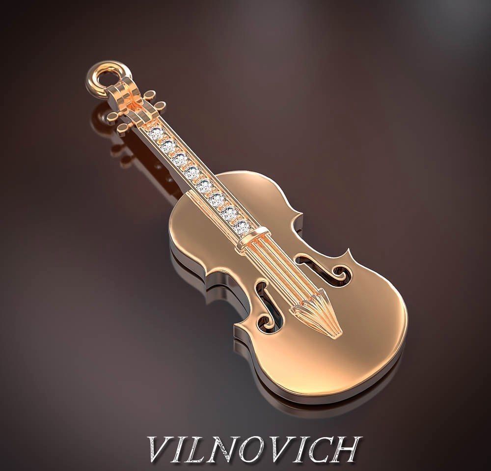 Anhänger Violine Schmuck - Zubehör jewell diamond gem gold Silber 3D print model - Mito3D