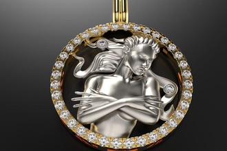 pendant virgo jewelry art printable platinum silver symbol gem brilliant diamond ring fashion beauty gold sapphire ruby necklaces pendants 3d print model - Mito3D