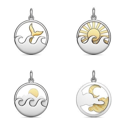 pendant whale sun mountain jewelry gold silver pendants jewellery jewel necklace white animals sea fish ocean 3d print model - Mito3D