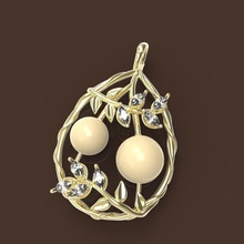 pendant white cherry branch jewelry gold pearl pendants 3d print model - Mito3D