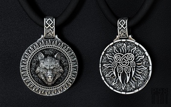 pendant of wolf paw jewelry silver gold scandinavian slavic symbols runes sculpt pattern luxury ornament jewellery printable jewel animals necklace pendants 3d print model - Mito3D