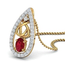 oval diamond pendant heart design style necklace chain jewelry gem shape love female women fashion trends dainty vintage pendants valentine ring 3d print model - Mito3D